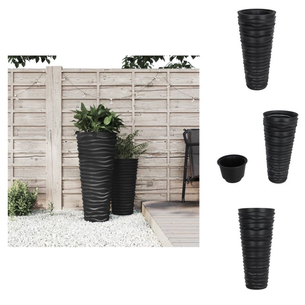 vidaXL Pflanzkübel mit herausnehmbaren Einsatz Anthrazit 18/45 L PP - Blumentöpfe & Pflanzgefäße