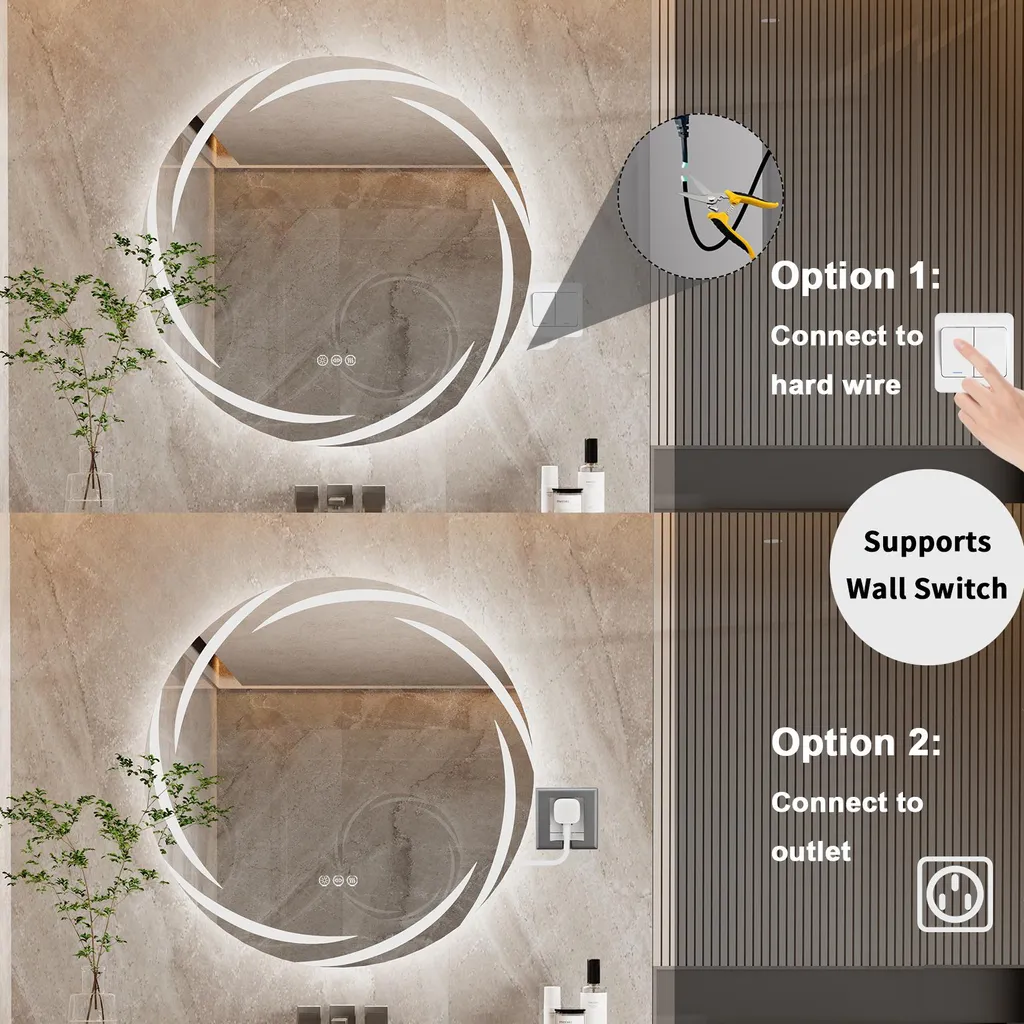 Miroir de salle de bain LED Vrygle rond 60 cm avec rétroéclairage design - 9