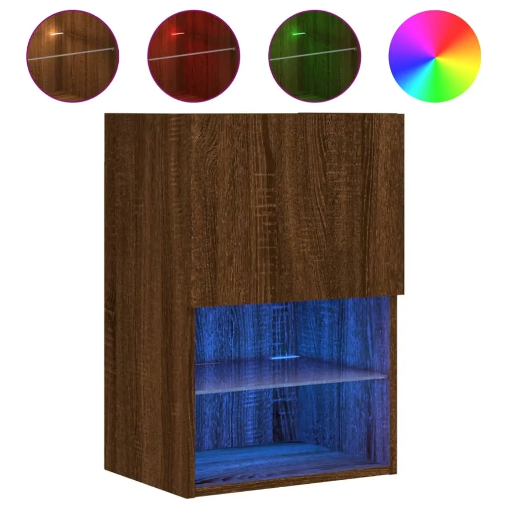 Armoire TV LED Brun Chêne - Fini le Désordre Multimédia avec ce Meuble