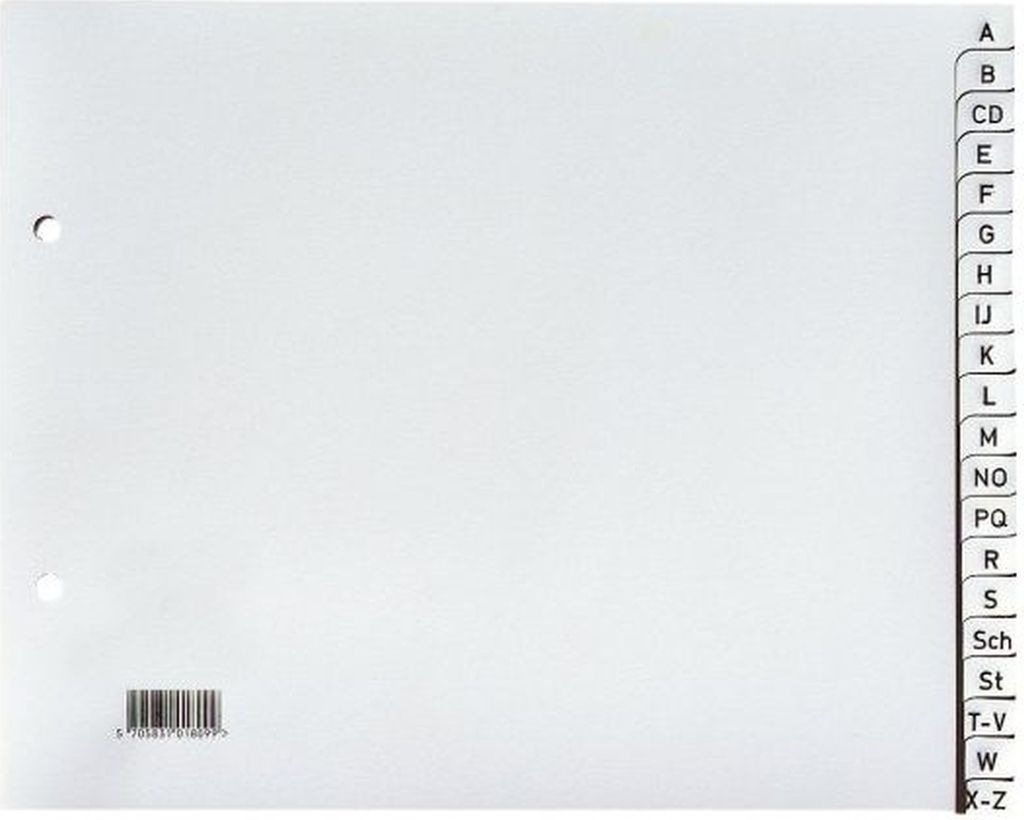 Register A4 1/2 Höhe PP A-Z grau Packung mit 25 Stück