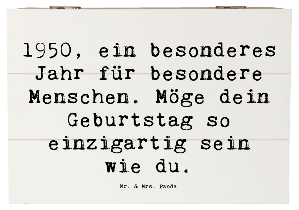 Mr. & Mrs. Panda Box Spruch 1950 Geburtstag 22 x 15 cm - Weiß - Geschenk, Glückwunsch, Happy Birthday, besondere Menschen, geschenkkiste, Geburts...