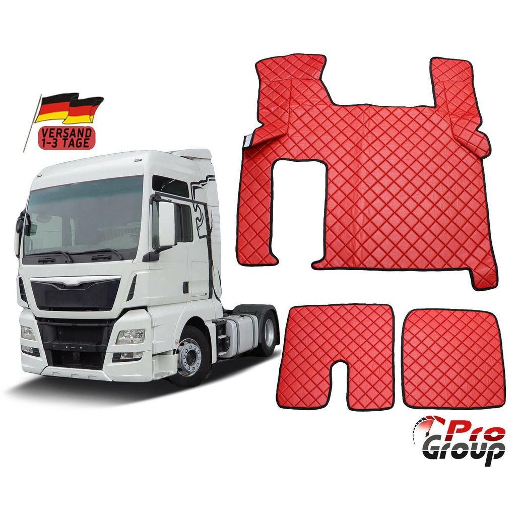 LKW Fußmatten für MAN TGX LHD Abdeckung Automatik ROT 2010-2016