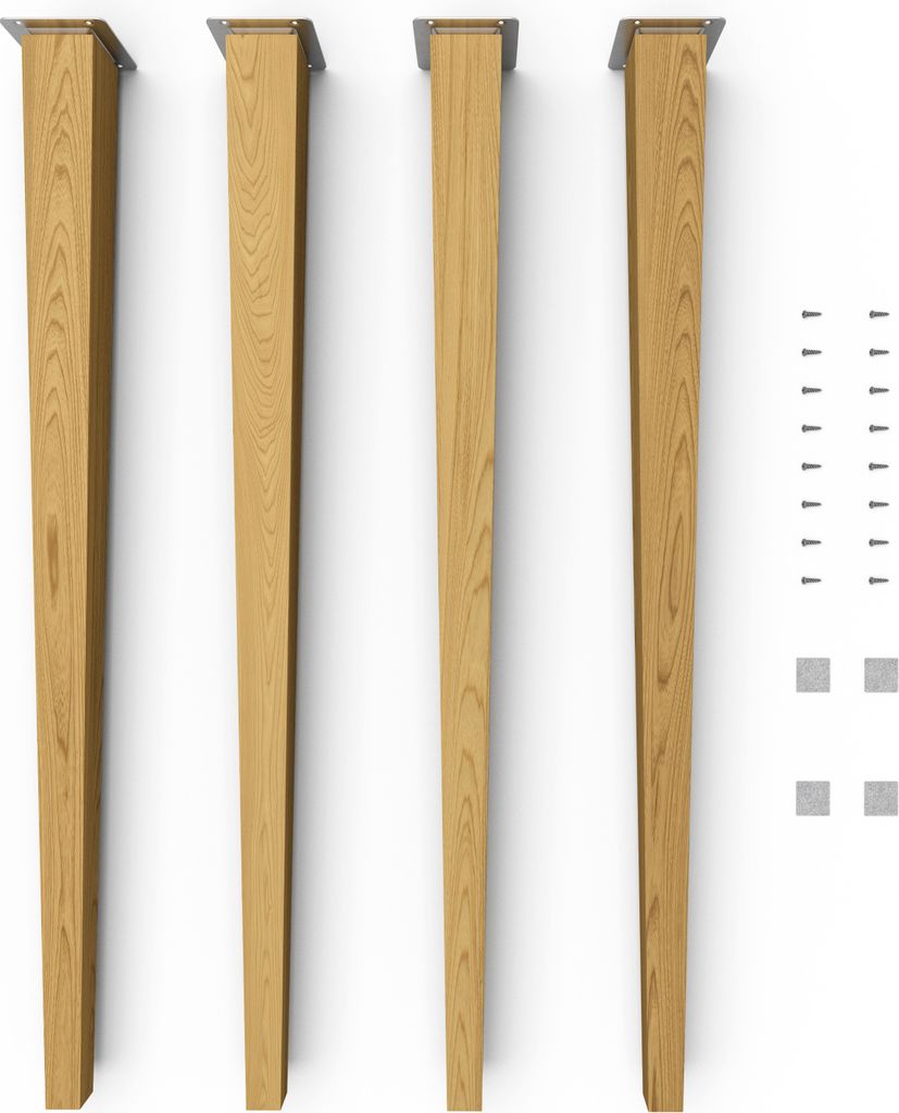 4x sossai Holzfüße eckig - gerade Ausführung 71cm Eiche Produktbild 