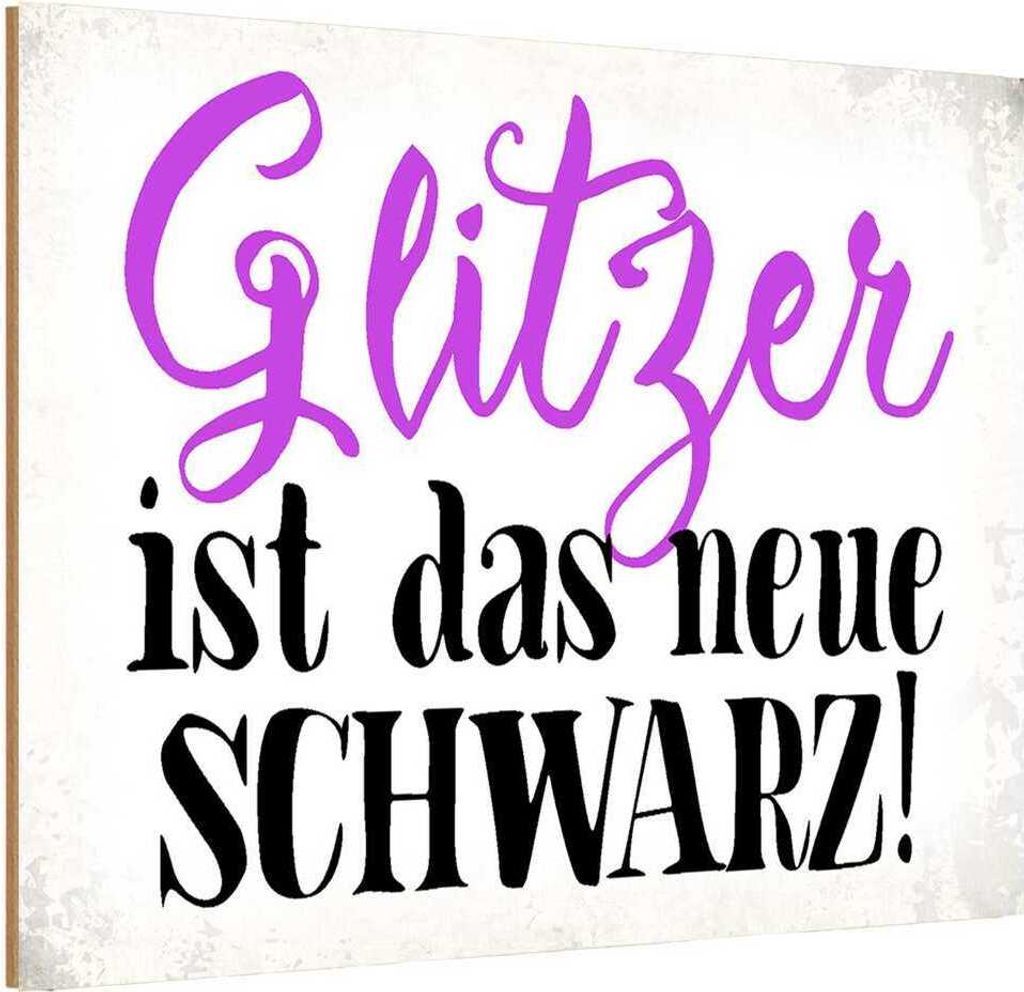 vianmo Holzschild 12x18 cm Glitzer ist das neue schwarz Dekoration