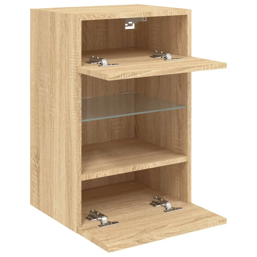 Mobile TV Sospeso Con Luci LED RGB | Rovere Sonoma 60x35x15,5 Cm Con Cassetto