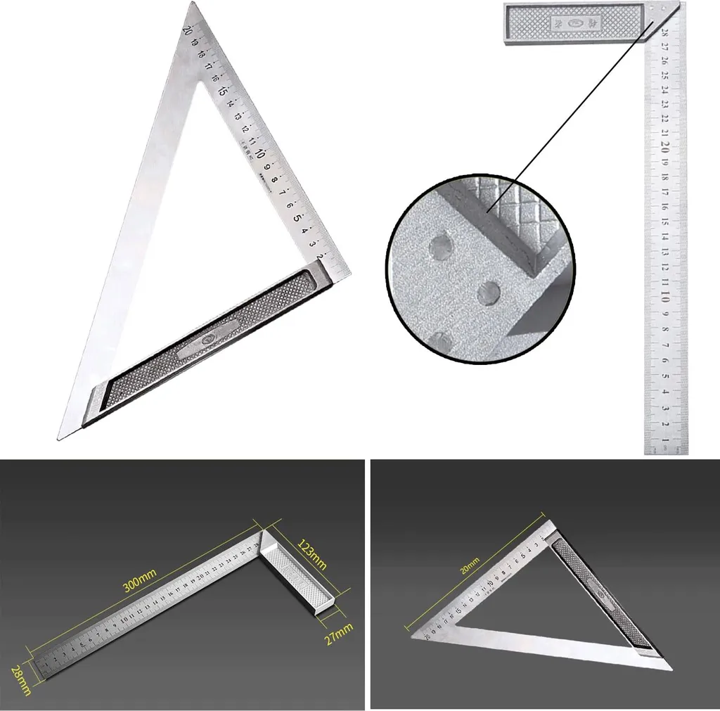 Equerre de charpentier 200mm et 300mm en aluminium pour tracés précis