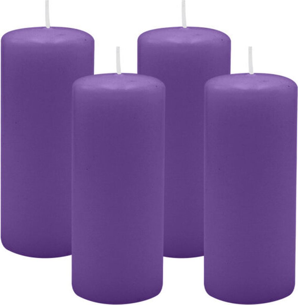 4er Set Adventskranzkerzen Lila Ø 50 x 120 mm
