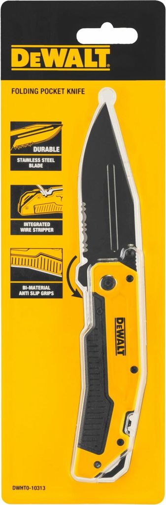 DEWALT Klappmesser 82mm mit robustem Aluminiumgehäuse und Produktbild 