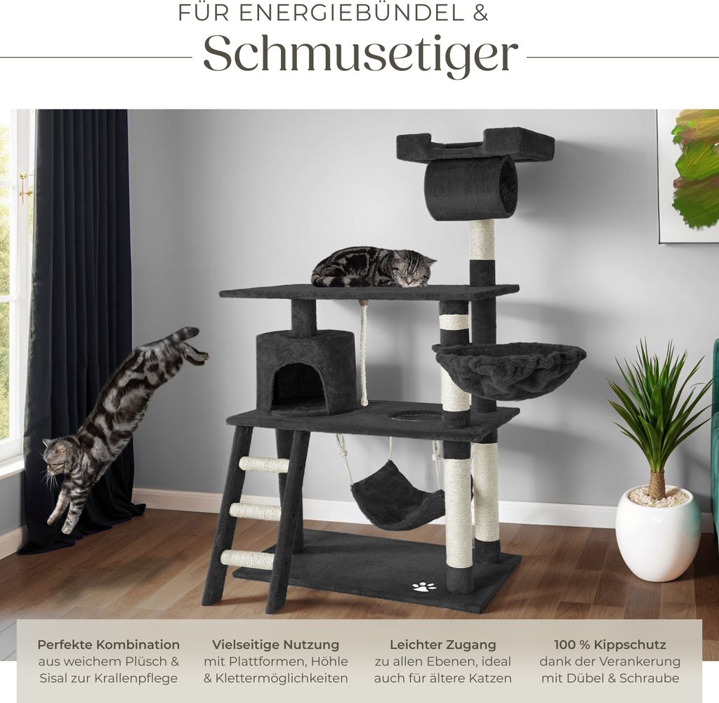 Kratzbaum Marcel 141 cm inklusive Treppe, Spielkordel und Produktbild 4