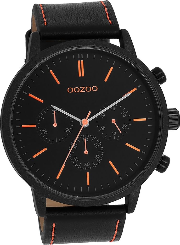 Oozoo Leder Herren Uhr Analog Quarzuhr Armband schwarz Timepieces D2UOC11209