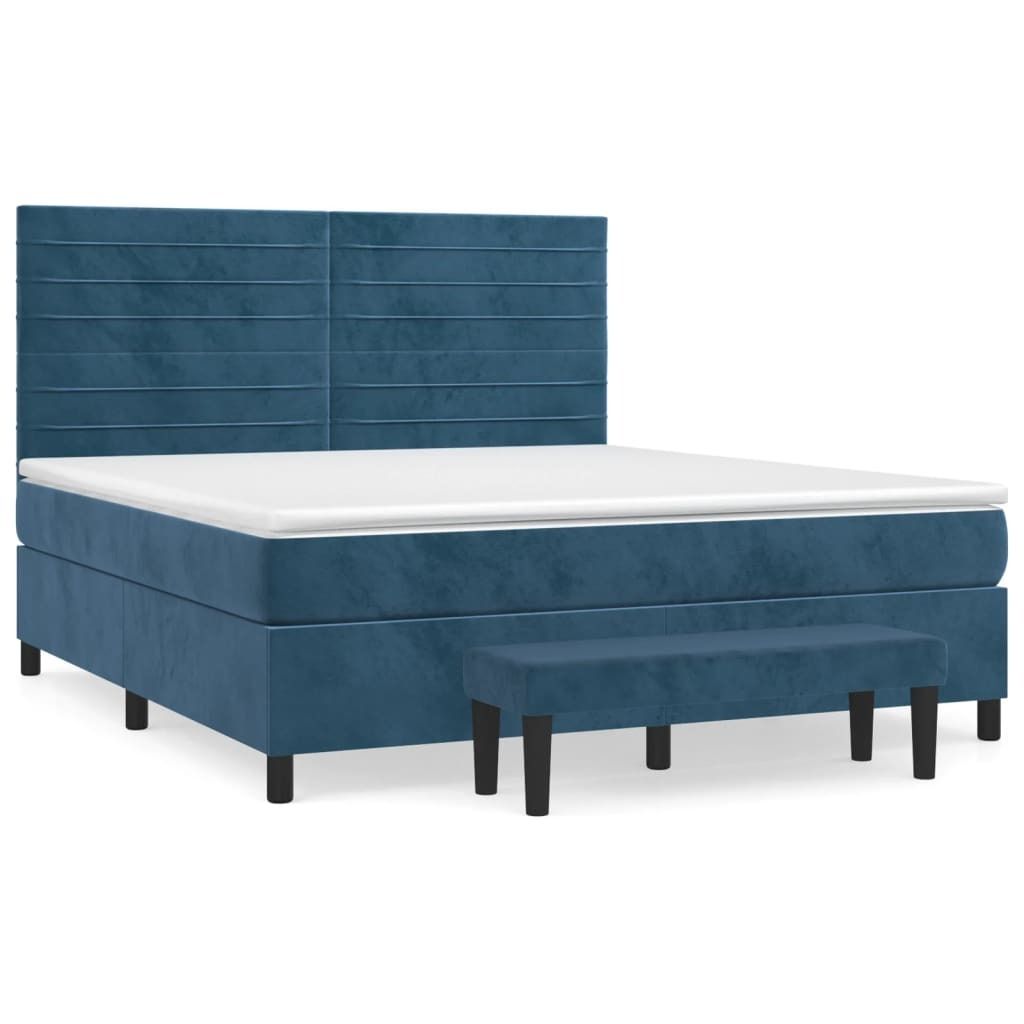 "2026 Aktion"Boxspringbett Modernes/Doppelbett - Polsterbett Erwachsene/r /Kind - mit Matratze Dunkelblau 160x200cm Samt - Klassische Betten NeuMö...