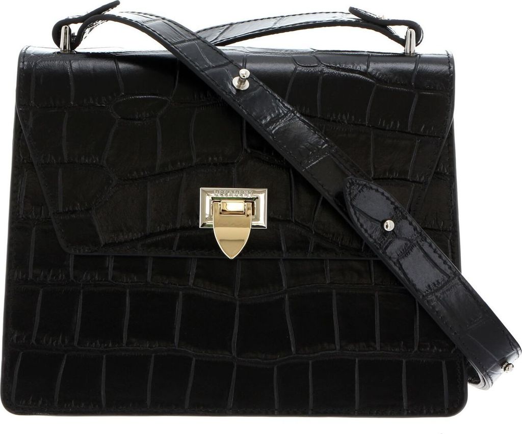 DECADENT Leder Umhängetasche Abendtasche Nadia Crossover Croco Black schwarz