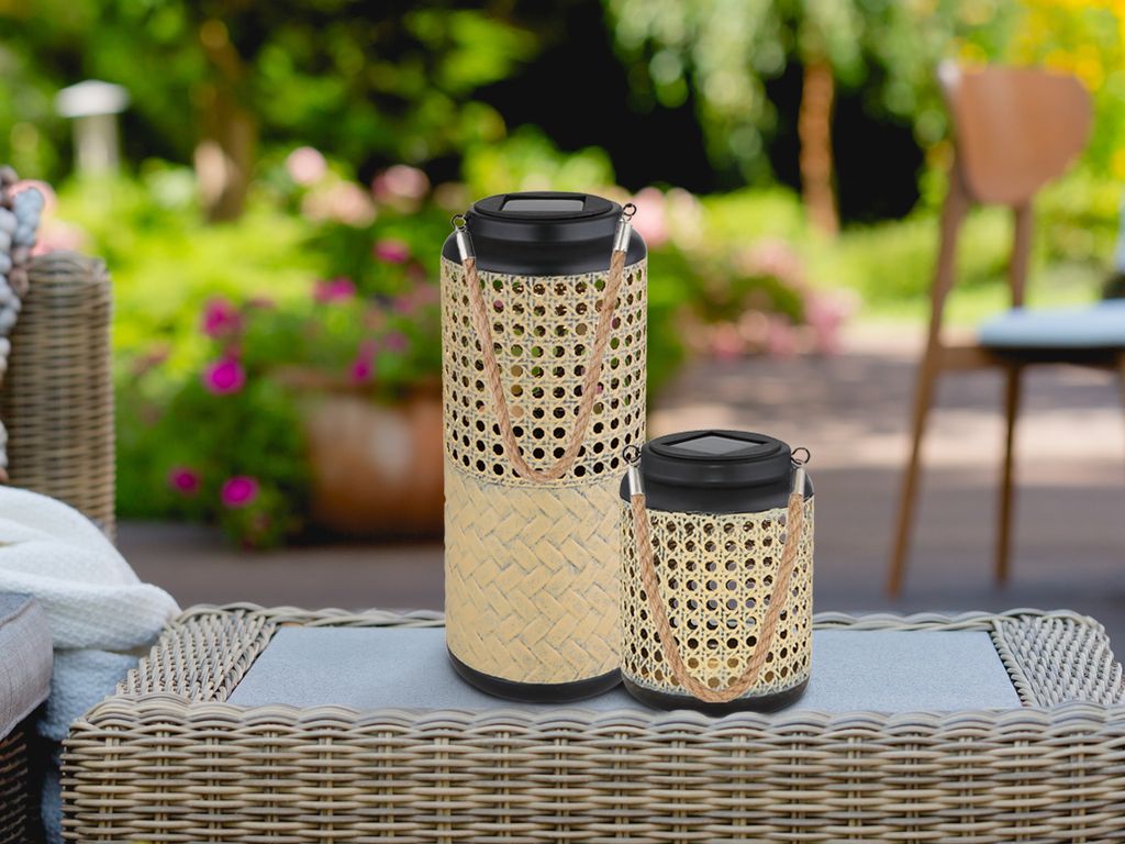 LED Solarhängeleuchten 2er Set Metallgeflecht Outdoor Tischlampen für den Garten