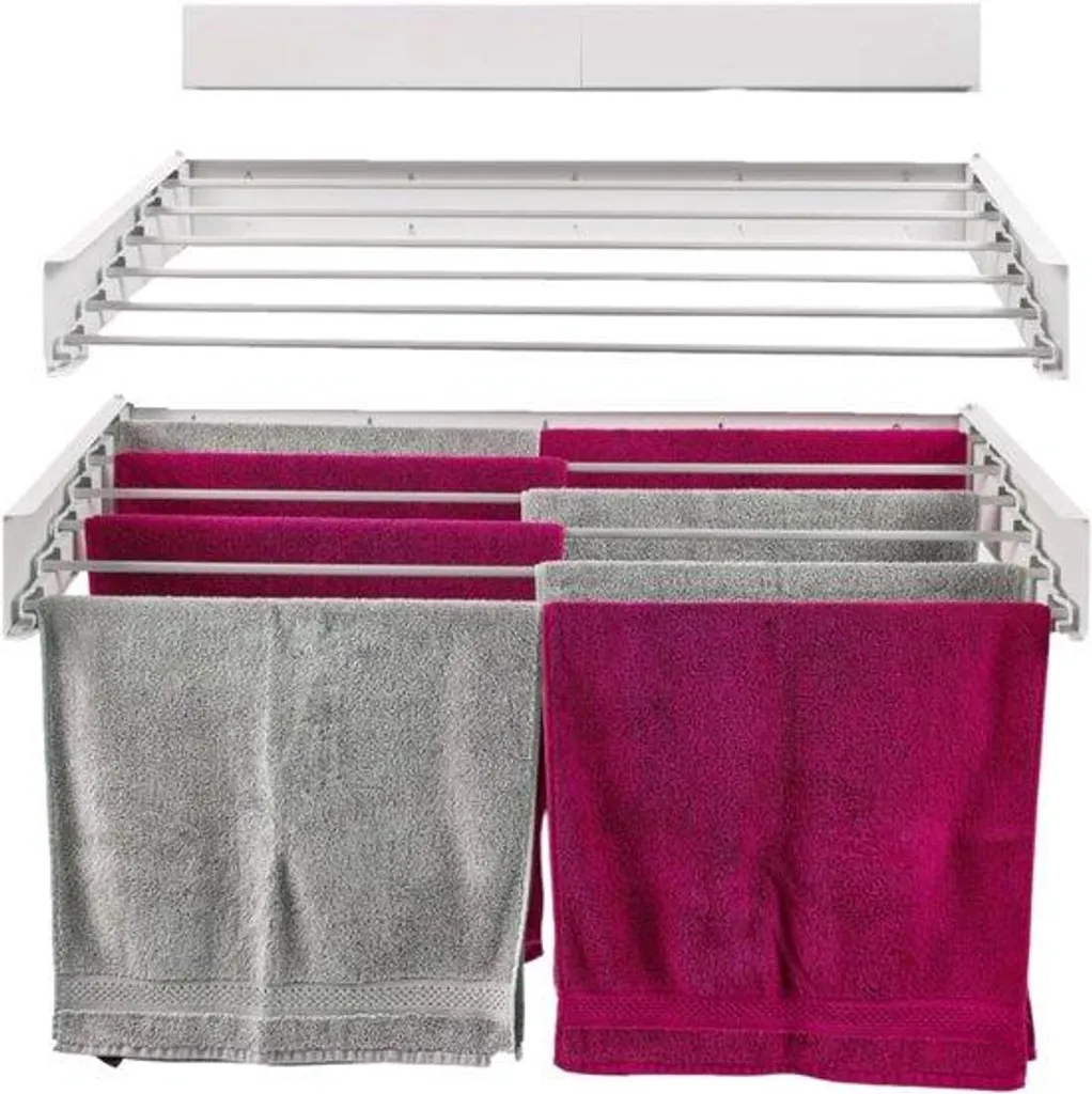 Petit sèche-linge mural pour balcon et salle de bain - Étendoir 101 cm