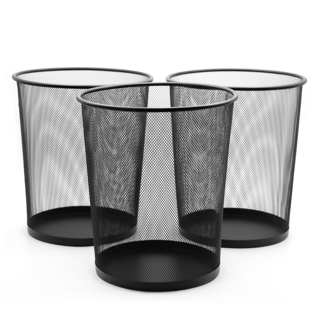 BigDean 3 pièces Corbeille à papier noir 20L fil - poubelle Image du produit 