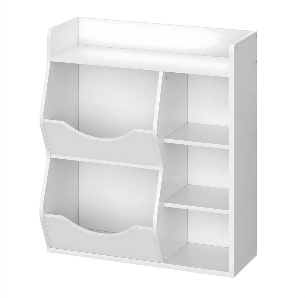 Kinderbücherregal - 5-Cubby Aufbewahrungsregal für Kinderzimmer - Weiß - Bücher- und Spielzeug Organizer
