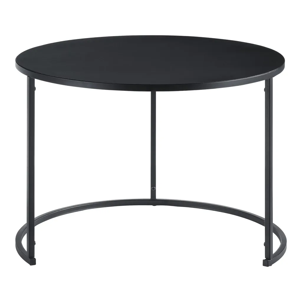 Tables gigognes Vern noires - Set de 2 tables basses rondes design métal