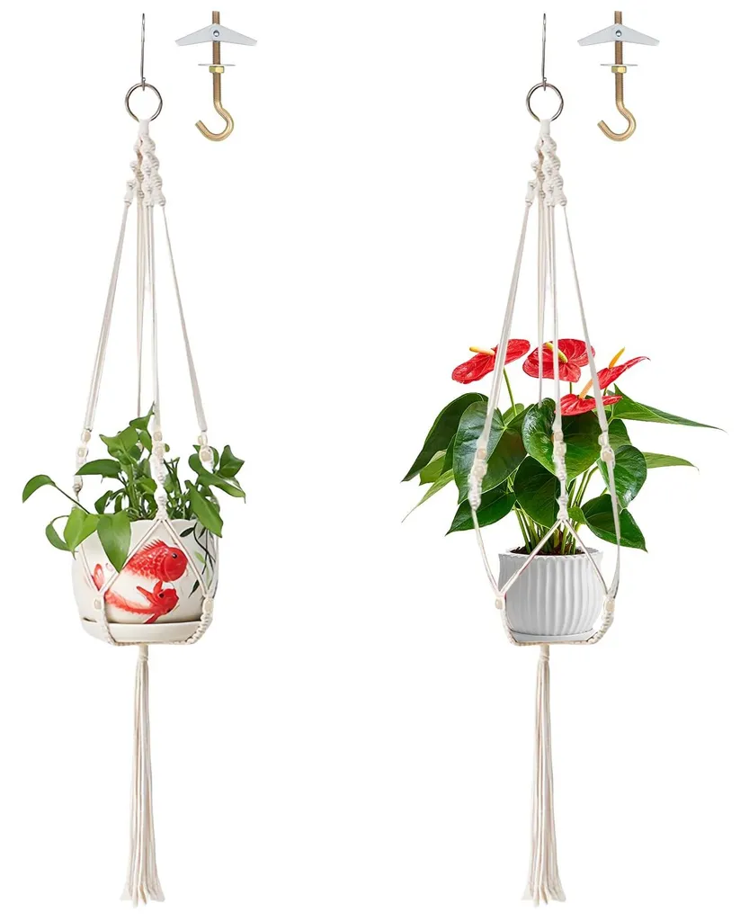 Gagnez de la Place au Sol - Lot 2 Suspensions Macramé et Fixations Pots