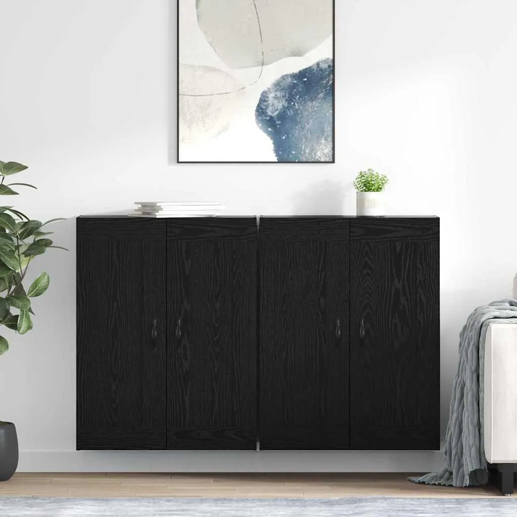 vidaXL Armadi a muro a parete 2 pezzi Look rovere nero