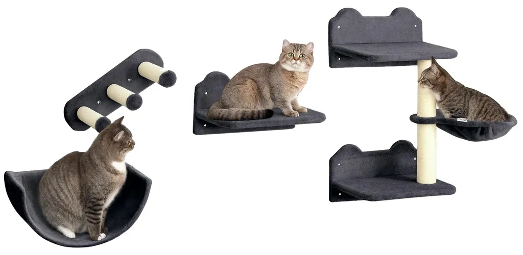 Étagère pour chat stable et résistante contre les griffes gris foncé