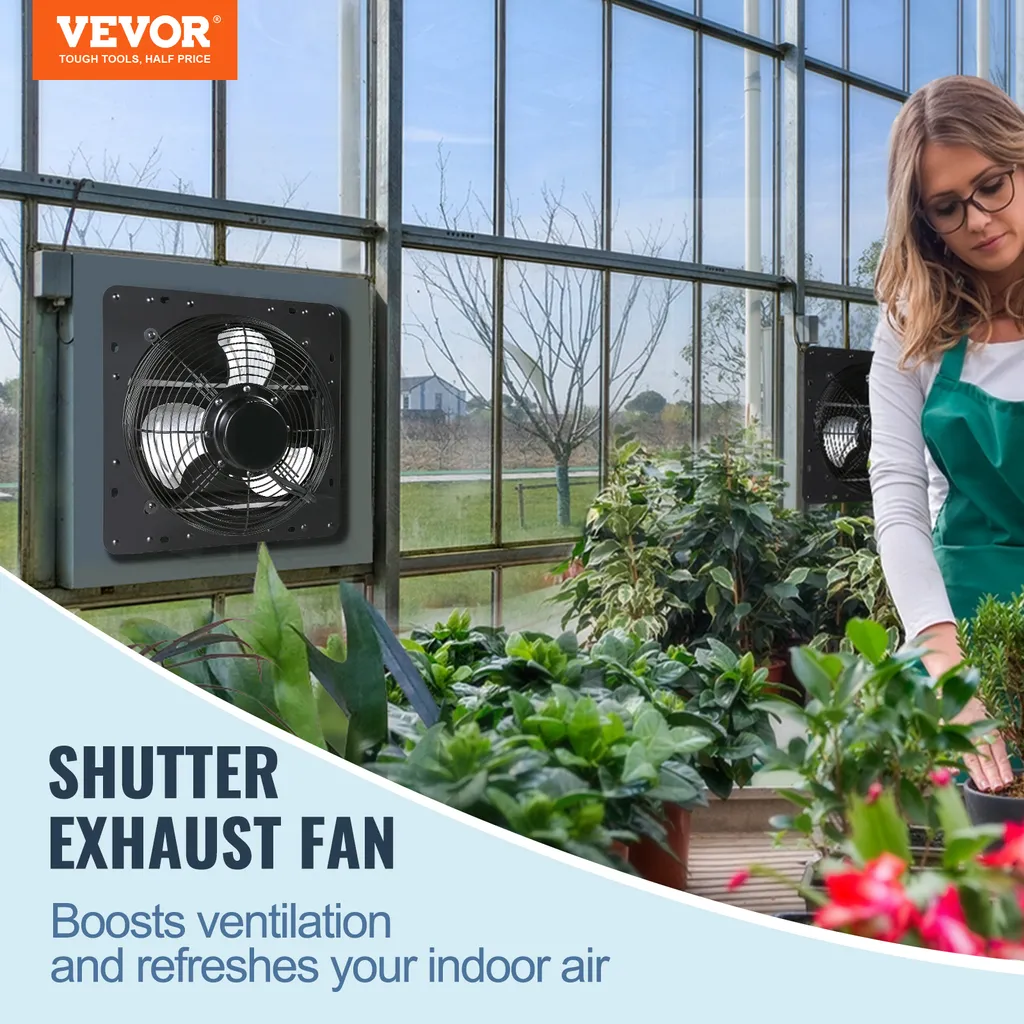 Ventilatore di scarico VEVOR, 254 mm, regolatore temperatura-umidità, motore EC, 843 CFM, ventilatore a parete con controllo della velocità per montaggio a parete, ventilazione e raffreddamento per serre, garage, capannoni - 2