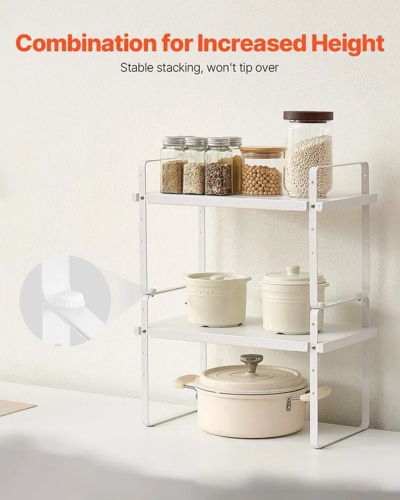 Étagère à épices de comptoir double étage en métal robuste pour cuisine