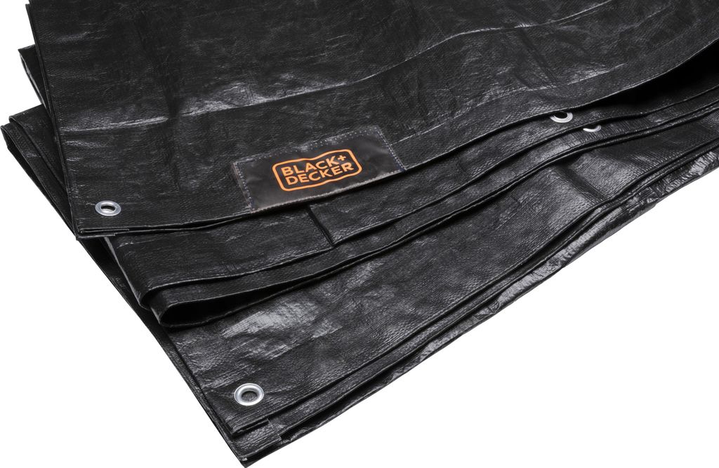 BLACK+DECKER Anhängerplane - Abdeckplane 2 x 3 Meter - 10 Aluminiumösen - Polyester - Schwarz