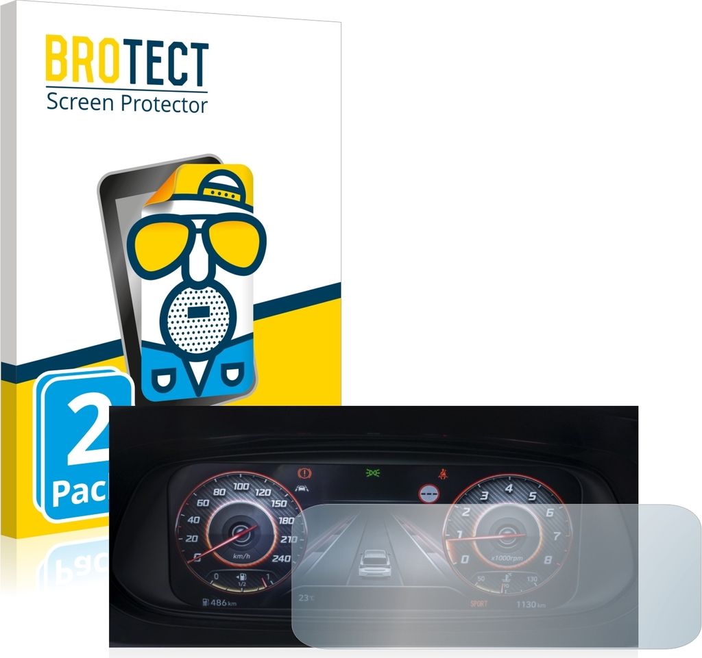 2x BROTECT Schutzfolie für Hyundai i20N 2021 Cockpit Displayschutz Displayschutzfolie Folie Matt Entspiegelungsfolie