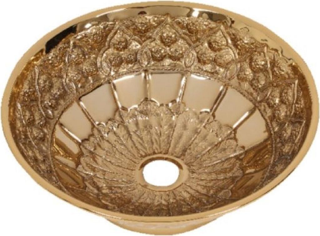 Casa Padrino Luxus Jugendstil Waschbecken Schale Rosegold Ø 41,5 x H. 15,5 cm - Rundes Retro Messing Waschbecken - Badezimmer Accessoires - Luxus ...