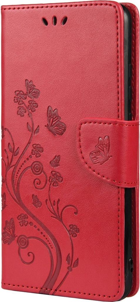 Mobigear Flowers Samsung Galaxy A33 Hülle Klapphülle Geldbörse - Rot