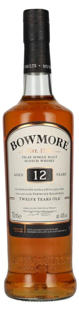 Bowmore 12 Years Islay Single Malt Scotch Whisky in Immagine del prodotto 
