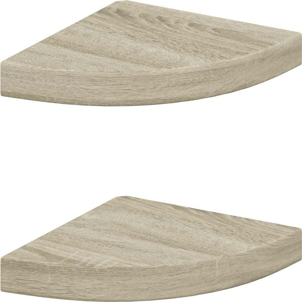 Two corner shelves shown from a top-down perspective against a white background.