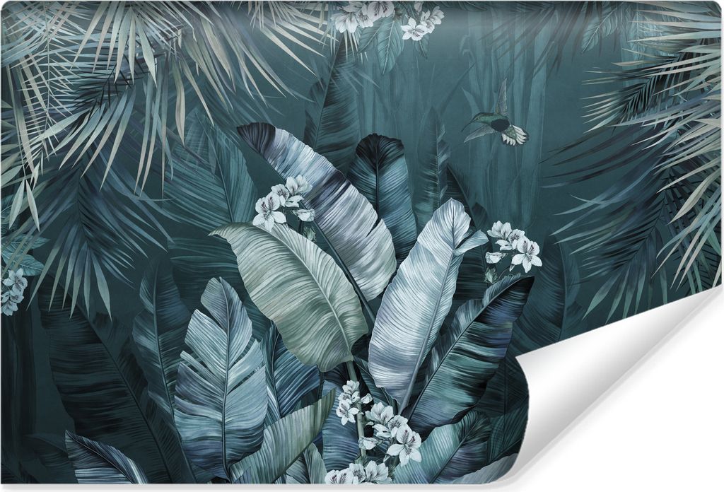 Muralo Vlies Fototapete Für Esszimmer TROPISCHE BLÄTTER Blumen Pflanzen Kolibri Br. 450cm x Hö. 300cm