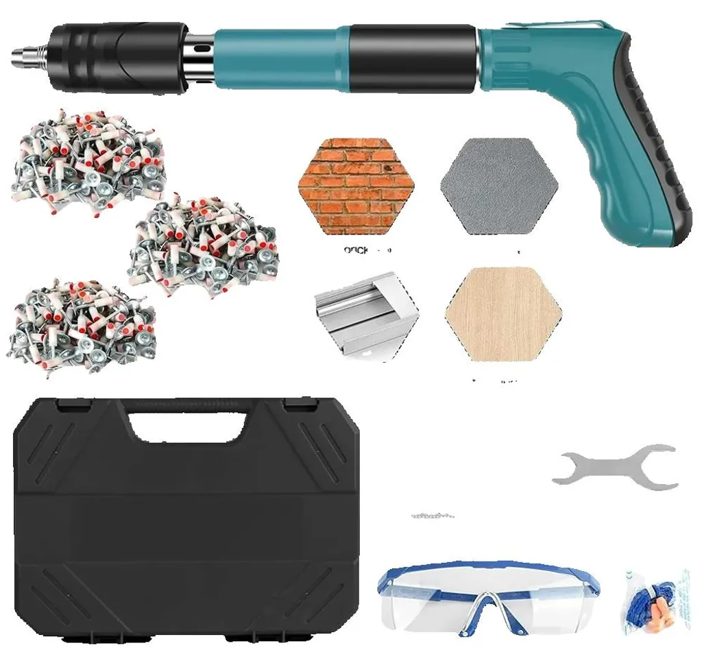 Pistolet à riveter 5 positions réglables sans fil avec 100 clous inclus