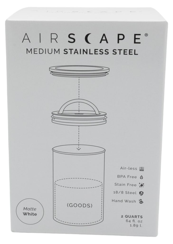 Airscape® Edelstahl-Aromabehälter mittel, weiß matt Produktbild 