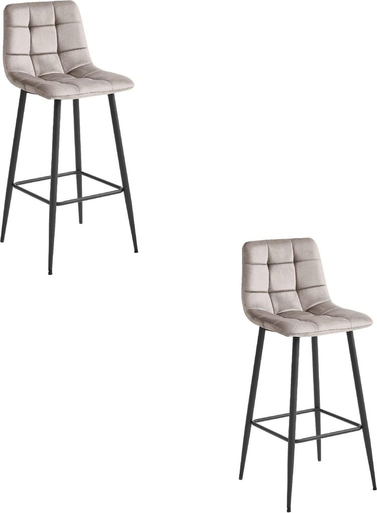 Hocker ARCETO - tmavě béžový samet / černé nohy x 2 Obrázek produktu 