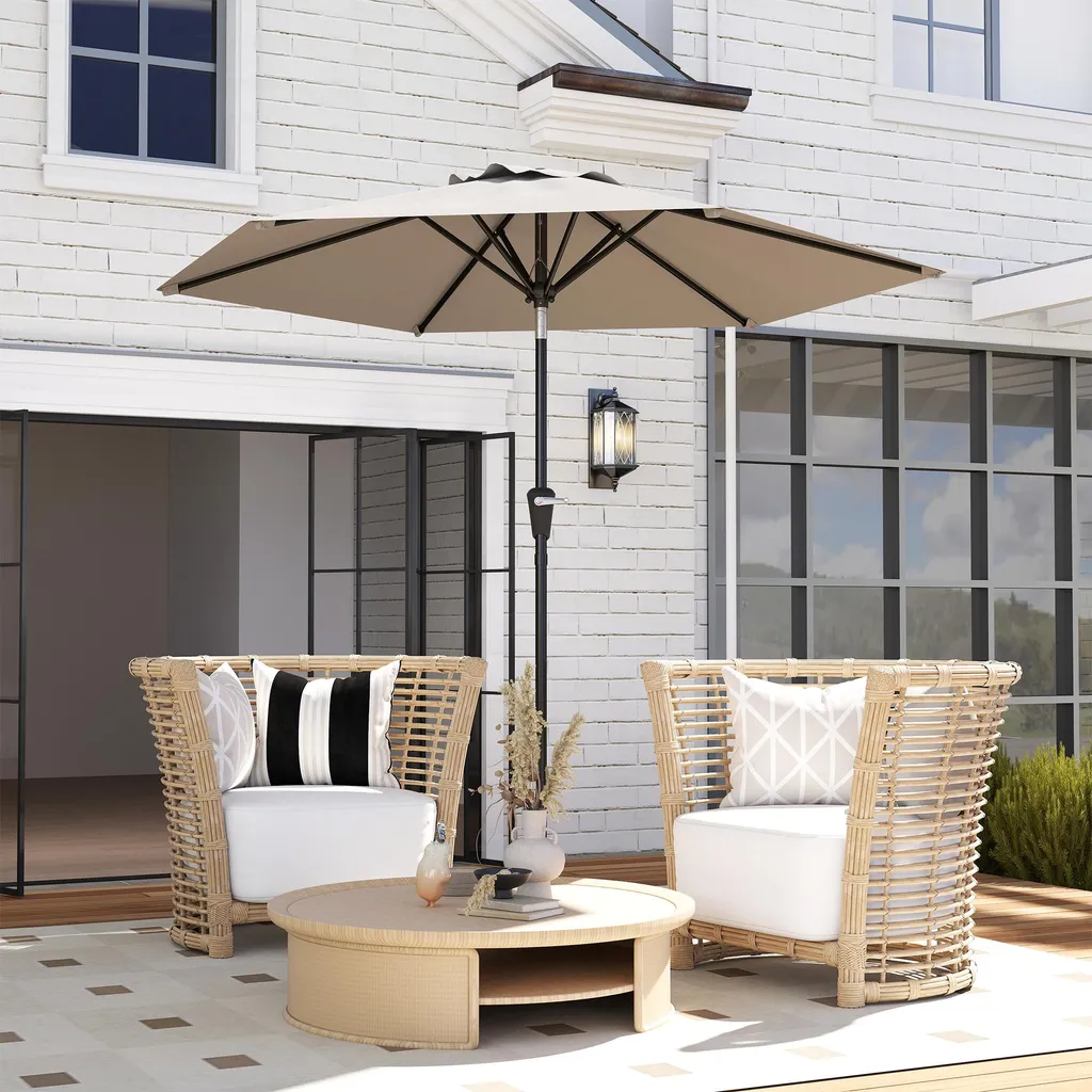 Parasol Droit Inclinable pour Balcon et Terrasse Ø 2,3m Coloris Beige