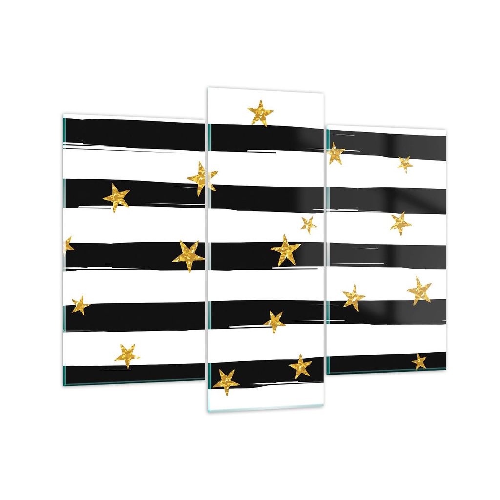 Bilder auf glas - Muster Stern Gold Dekoration - 130x100cm - Glasbilder - Wandbilder - Kunstdruck - zum Aufhängen bereit - Wanddekoration aus Glas...