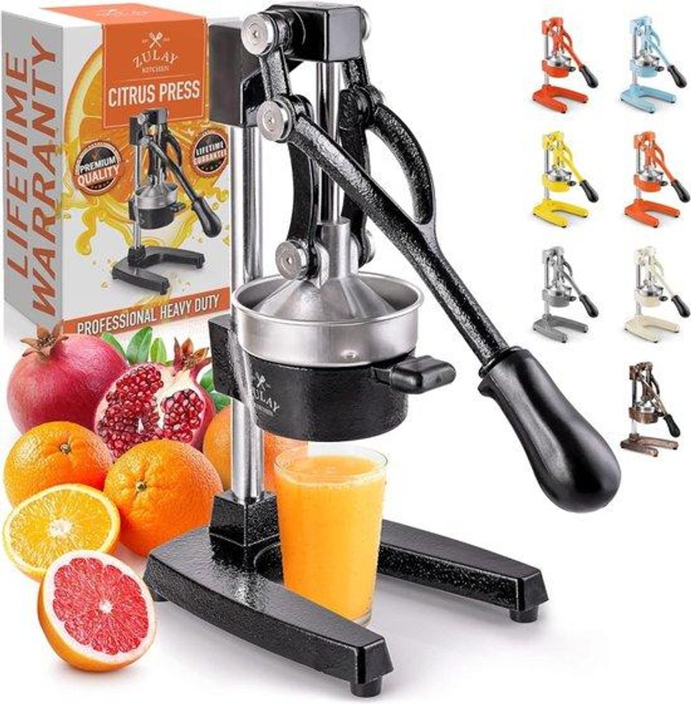 Handgepresste Citruspress - Metallische Handzentrifuge - Handgepresste Citrus- und Zitronenpresse - Stahl-Heavy Duty Stand Juicer Schwarz