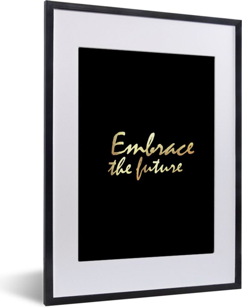 MuchoWow Gerahmtes Poster Zitate - Motivation - Schwarz - Gold 30x40 cm - Poster mit Schwarzem Bilderrahmen Wandposter Rahmen Foto Bilder - Wandp...