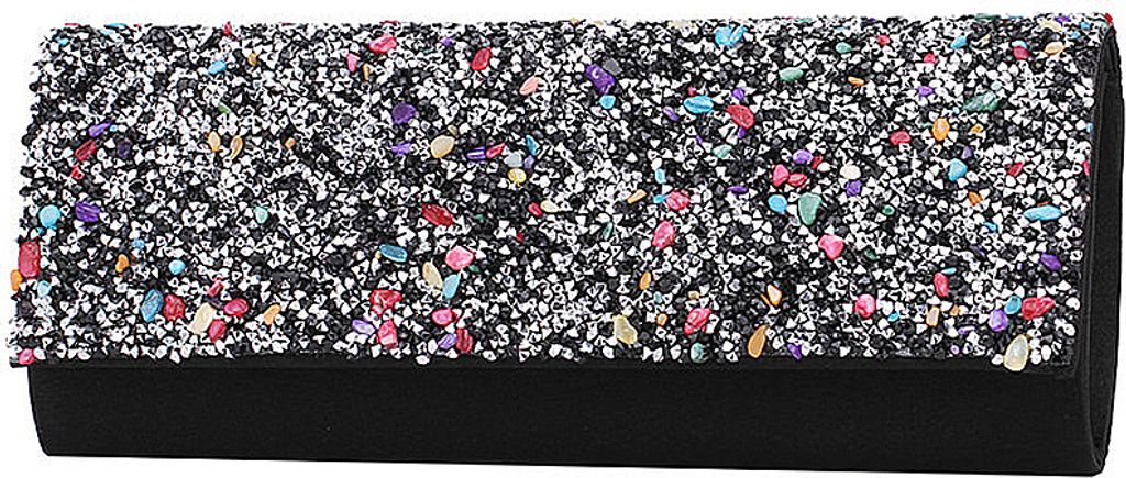 9 Zoll Womens Flap Envelope Clutch Geldbörsen Glitter Abendtasche Handtaschen für Hochzeit und Party Schwarz