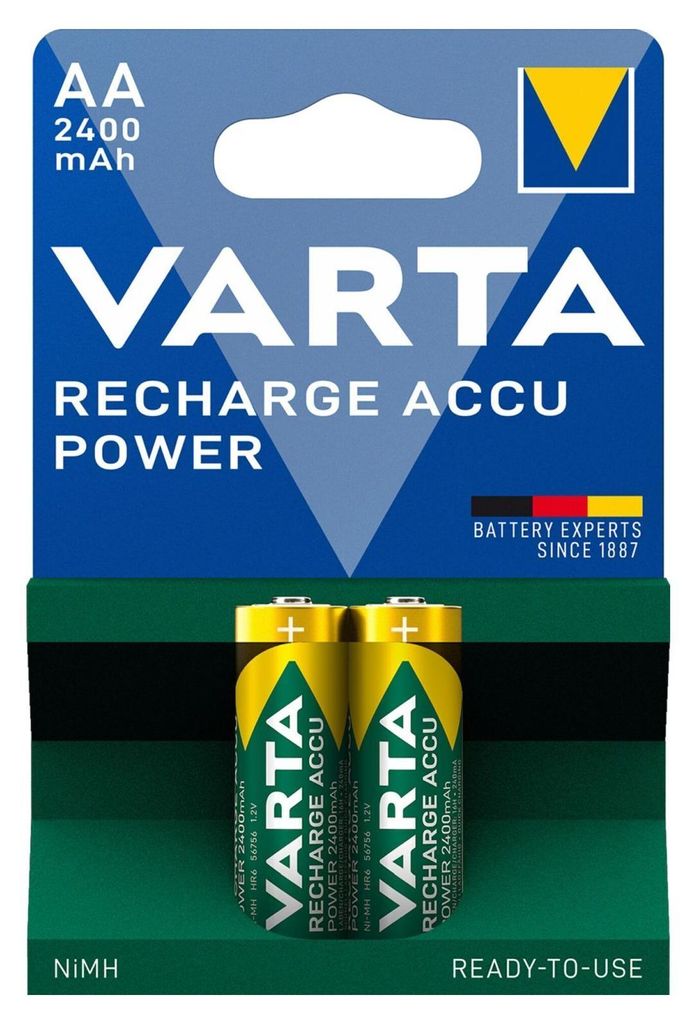 1x2 Varta RECHARGE ACCU Power 2400 mAH AA Mignon NiMH Produktbild 