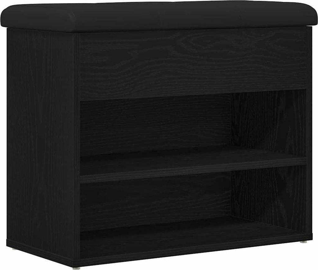 Sitzbank mit Stauraum Schwarz Eichen-Optik 62 x 32 x 50 cm