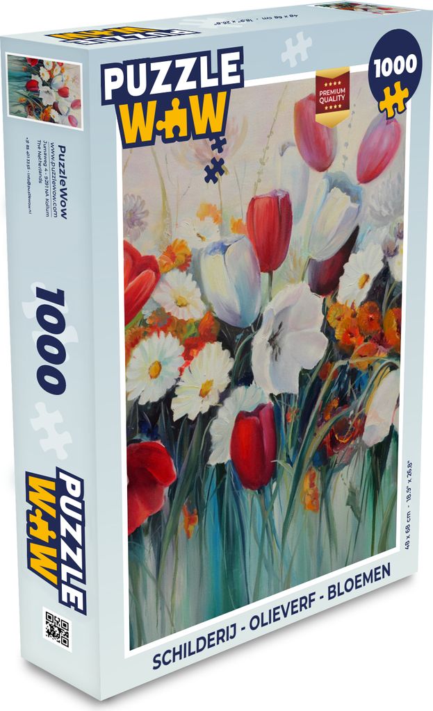 MuchoWow Puzzle 1000 Teile Malerei - Ölgemälde - Blumen - Spielzeug - Alt und Jung - Spiele - Puzzeln