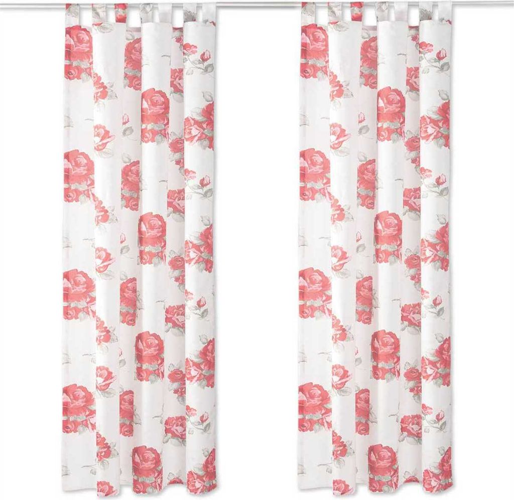 Gardine 2er Pack Rose mit Schlaufen (transparent), Größe: 140x245cm