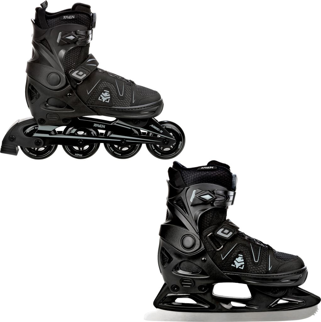 Patins à glace et rollers 2 en 1 Raven Pulse Noir, Image du produit 