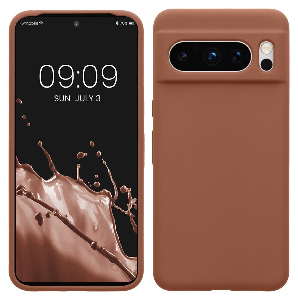 kwmobile Handyhülle für Google Pixel 8 Pro Hülle, für Pixel 8 Pro Case - Hülle Silikon - kabelloses Laden - Mokka