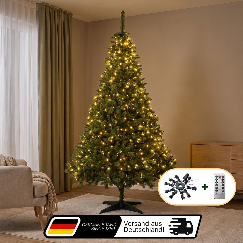 Lindenstein Weihnachtsbaum 220 cm, PVC, mit LED-Baummantel Produktbild 