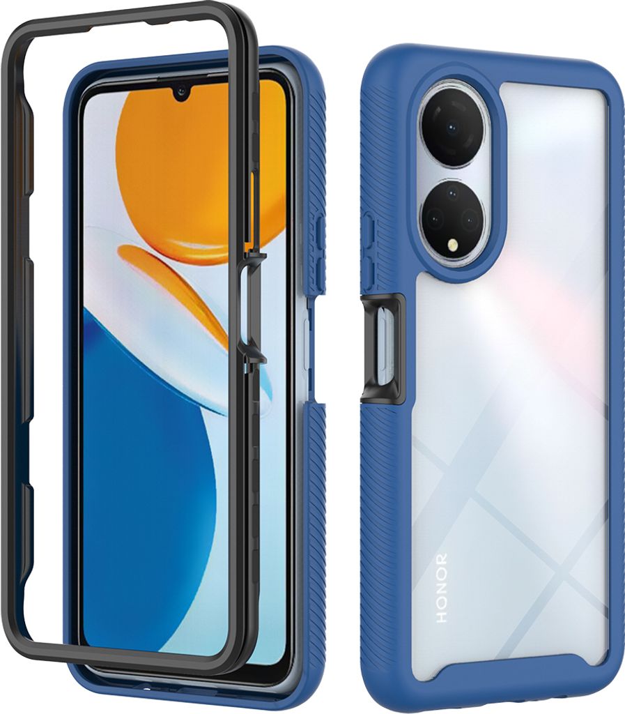 Huawei Honor X7 Hülle, Hybrid Transparente Rückseite Robust TPU Bumper Rutschfest Stoßfest Schutzhülle für Huawei Honor X7 Dunkelblau