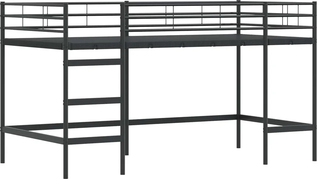 Lit mezzanine enfant noir 90x200 cm : idéal pour gagner de la place